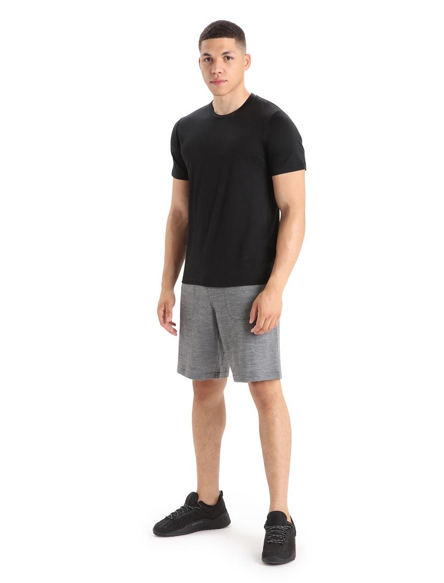 Black Men's Icebreaker Merino Tech Lite II Short Sleeve Tee T Shirts | USA 1169JPQJ